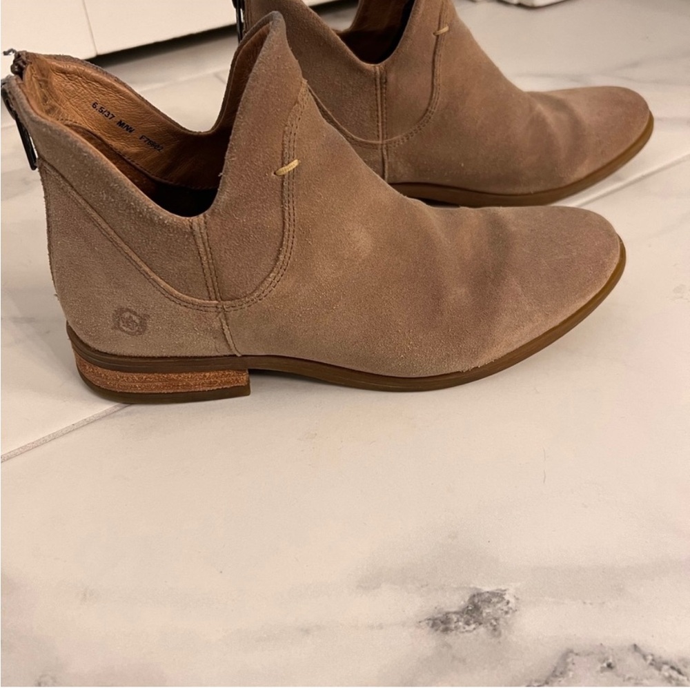 Suede Ankle Booties in Taupe - Women's Casual Chelsea Style